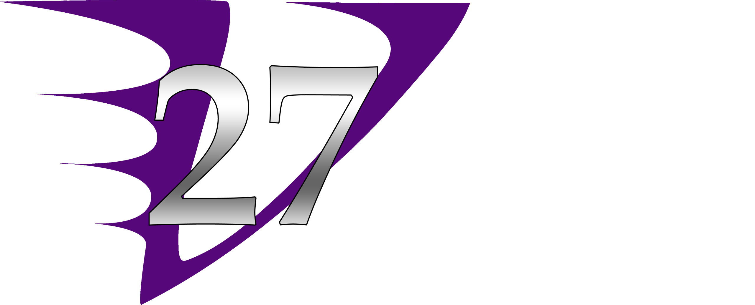 Logo with a large silver '327' over a purple curved swoosh/shape, forming the brand mark